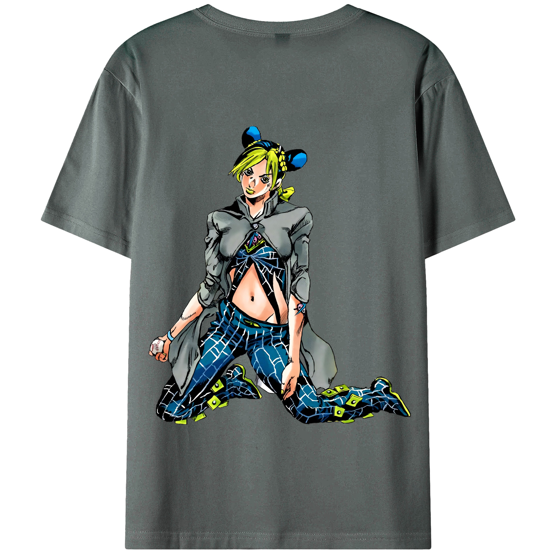 （画像用） "ジョジョの奇妙な冒険 くうじょう ジョリーン JoJo's Bizarre Adventure Jolyne Cujoh " 綿100％半袖Tシャツ（背面プリント）